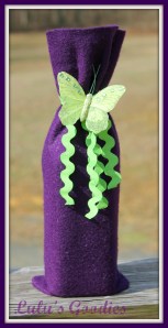 Purple Felt Wine Bag with Lime Rick Rack