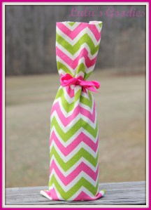 Pink and Geen Chevron Wine Bag