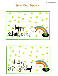 St. Pattys Day Treat Bag Toppers